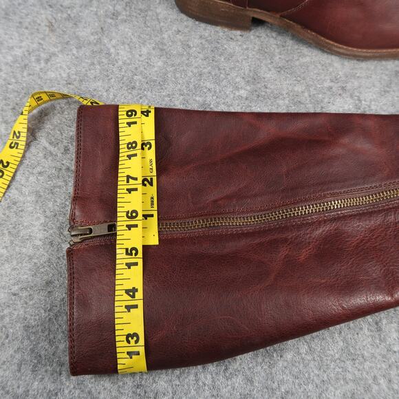 Frye Boots Womens 7.5 Tall Melissa Belted Leather Brown Riding Knee High Zip - Picture 15 of 16
